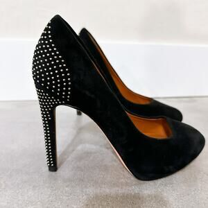 Rebecca Minkoff Azuma Suede Studded Platform Pumps Heels Shoes Black size 6.5